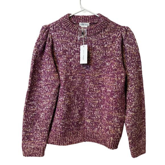 NWT Lovers &‎ Friends Purple Knit Sweater Small Puff Sleeve Warm Cottage Cozy - Picture 1 of 5